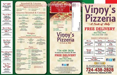 vinny's pizza menu uniontown pa  T&G Kitchen at Hutchinson Sportsman's Club